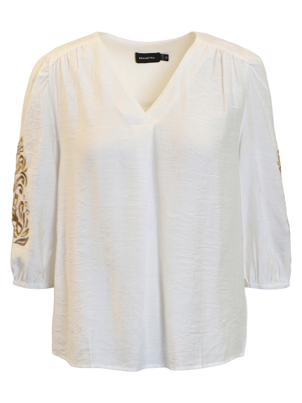 Brandtex bluse med gullbroderte ermer