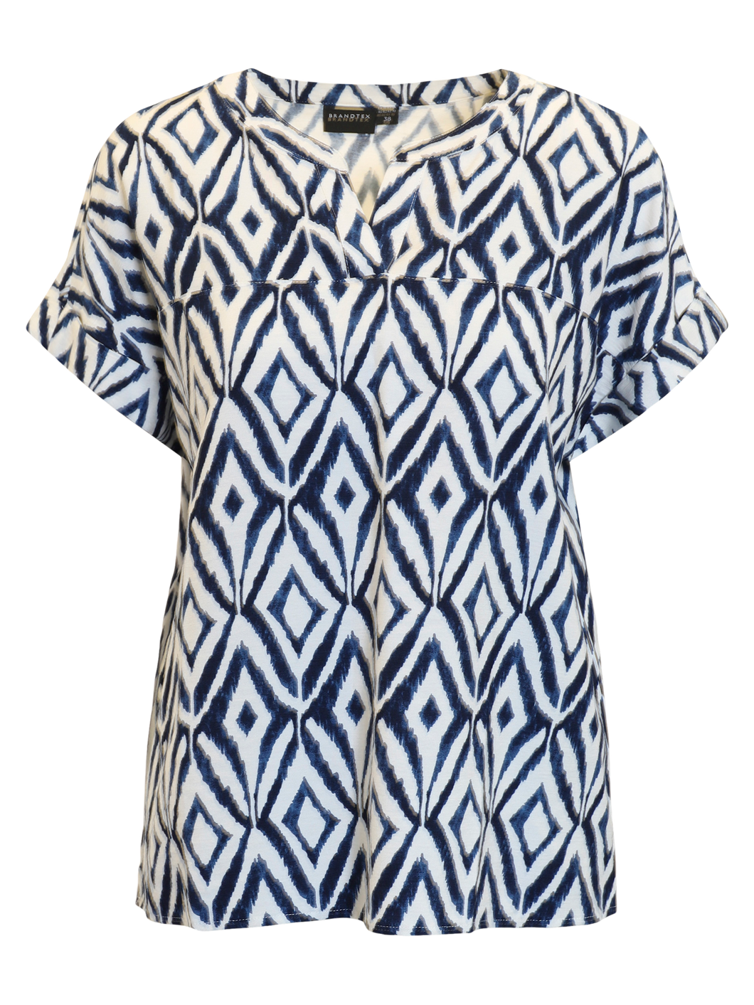 Brandtex kortermet bluse med geometrisk mønster