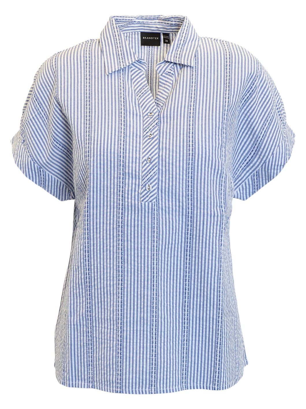 Brandtex blå kortermet bluse