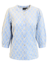 Last inn bildet i Galleri-visningsprogrammet, Brandtex bluse – Sommerlig eleganse i blåklokkeblått
